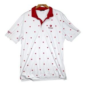 Levelwear Polo Shirt Mens 2XL White Red Wells Fargo Championship Golf Allover